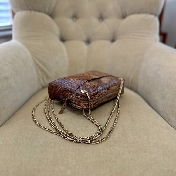 VTG Auth LUC BENOIT Genuine  Natural Snakeskin Circa 1980's Shoulder Bag - Picture 5 of 8